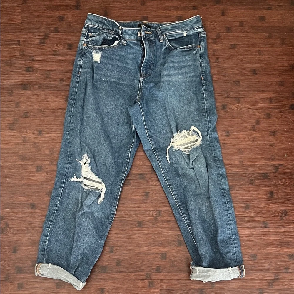 Express Blue Distressed Boyfriend Jeans - Picture 5 of 6
